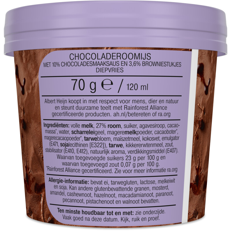 Een afbeelding van AH Chocolade brownie roomijs