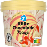 Afbeelding van Witte chocolade roomijs aardbeiensaus