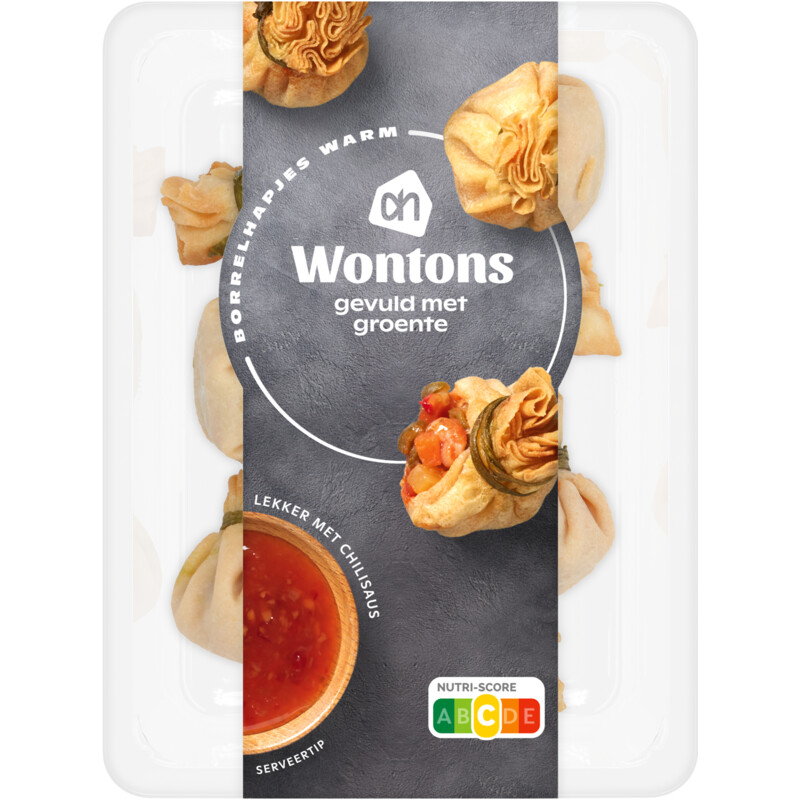 Een afbeelding van AH Wontons gevuld met groente