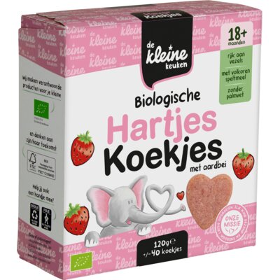 pdp-image-De Kleine Keuken Biologische hartjes koekjes aardbei 18m+