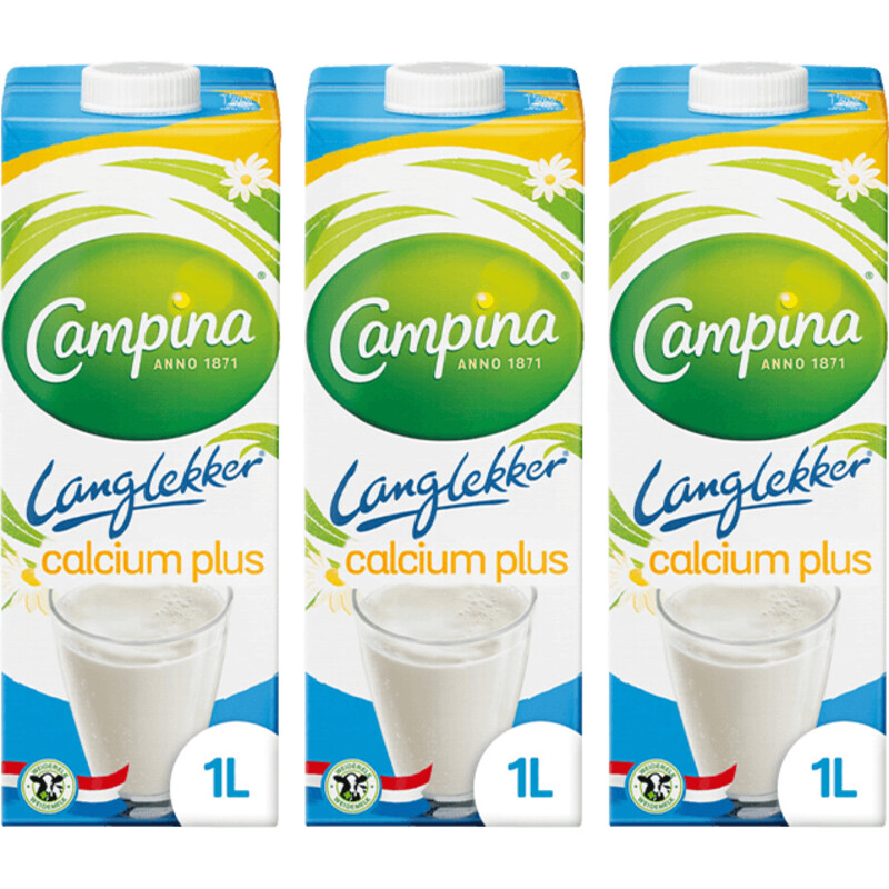 Een afbeelding van Campina houdbare melk calcium 1L 3-pack