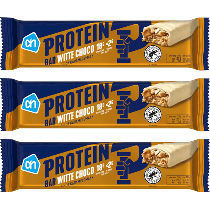 Een afbeelding van AH Protein Bar White Choco 3-pack