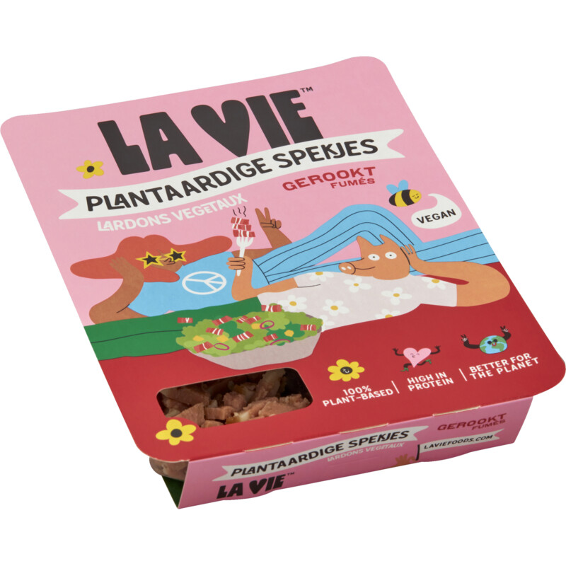 Een afbeelding van La Vie Plantaardige spekjes gerookt