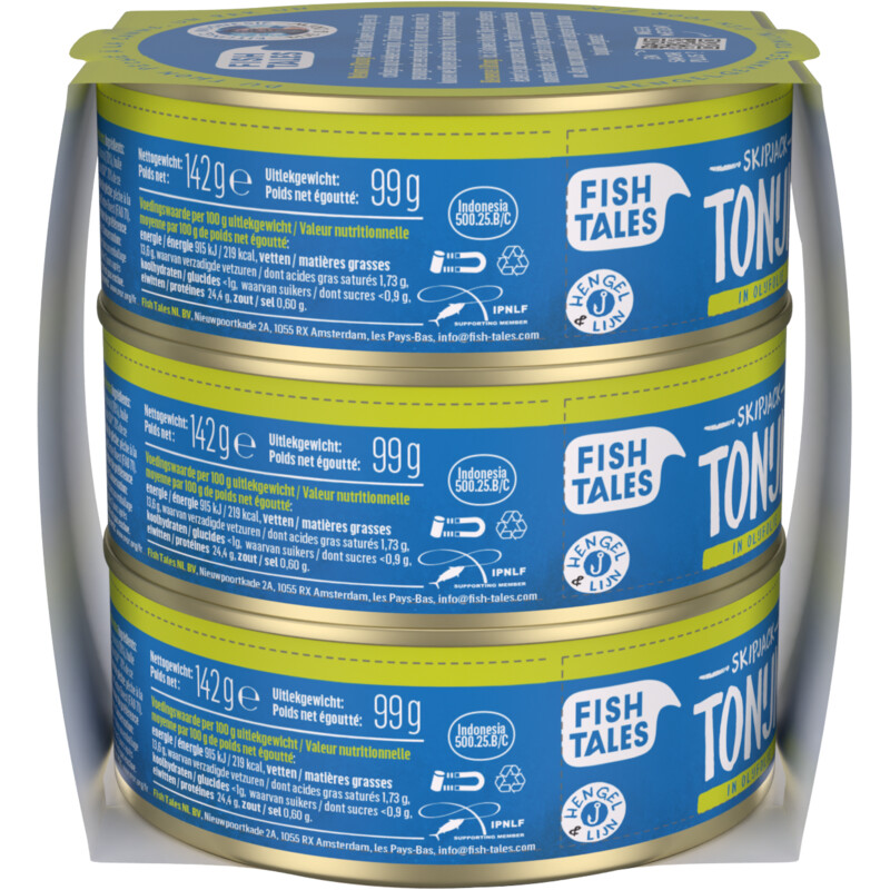 Een afbeelding van Fish Tales Skipjack tonijn in olijfolie 3-pack
