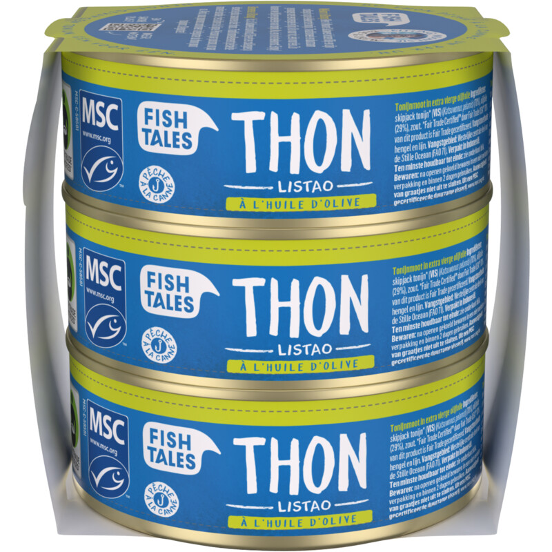 Een afbeelding van Fish Tales Skipjack tonijn in olijfolie 3-pack
