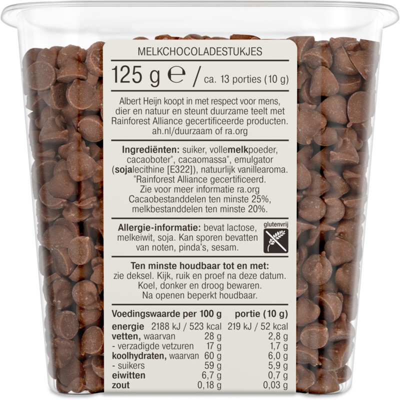 Een afbeelding van AH Melk chocolade druppels