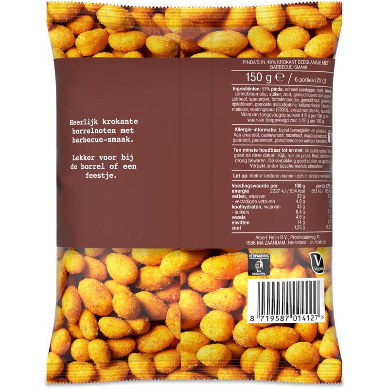 Een afbeelding van AH Borrelnoten smoked BBQ smaak
