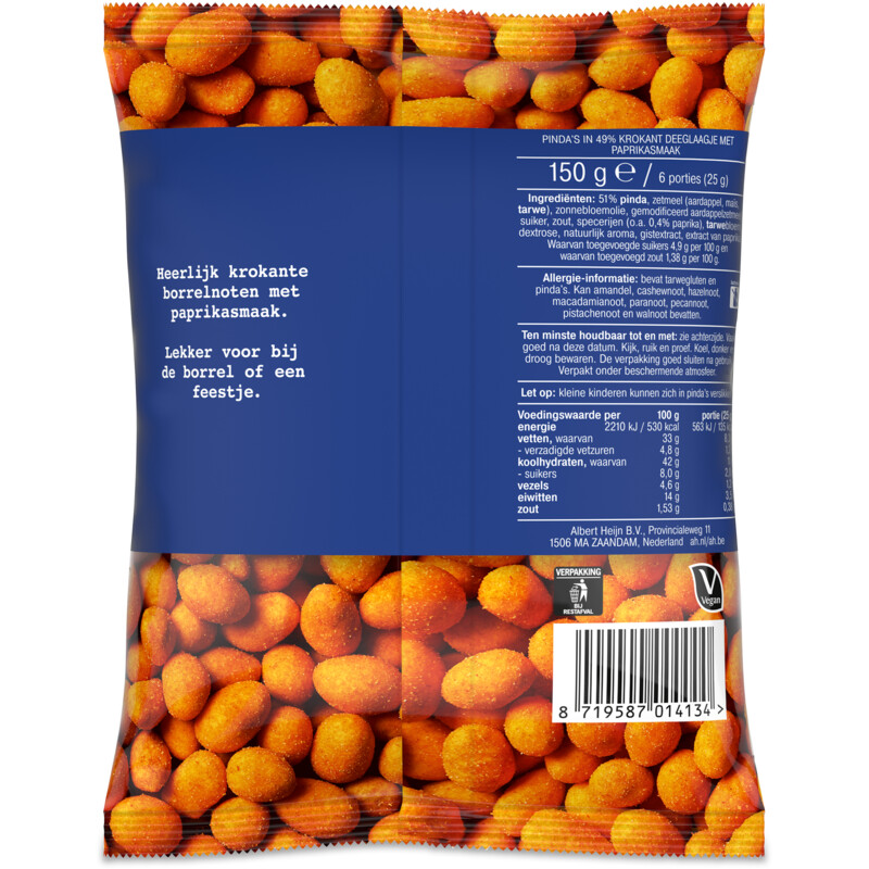 Een afbeelding van AH Borrelnoten paprika smaak