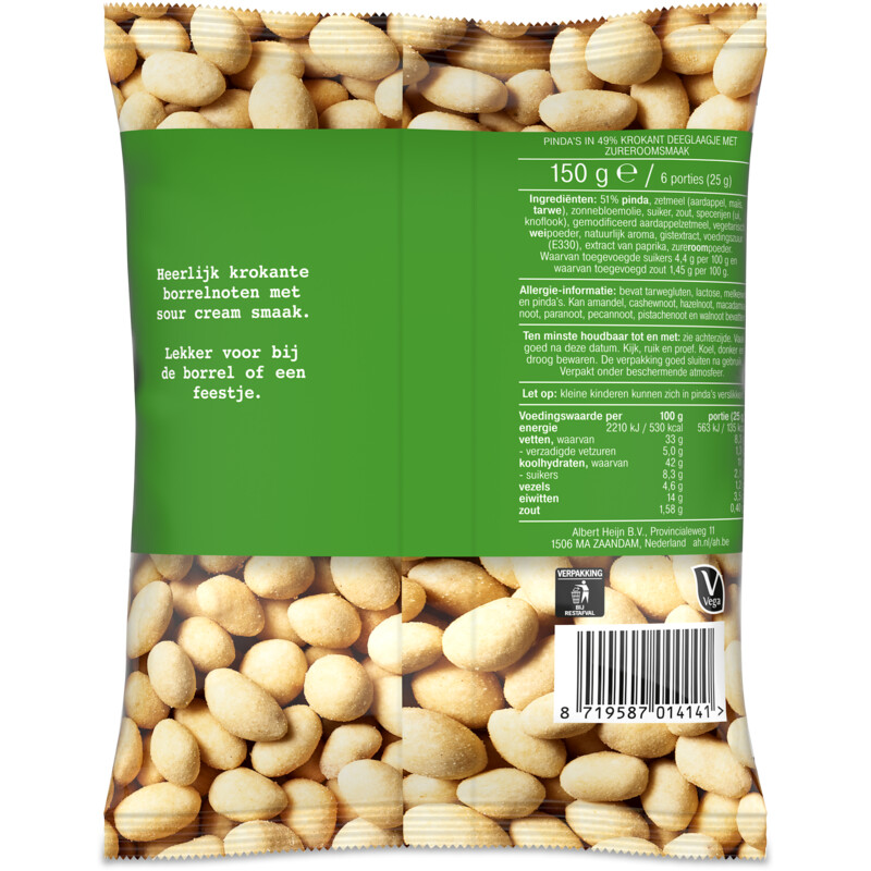 Een afbeelding van AH Borrelnoten sour cream smaak