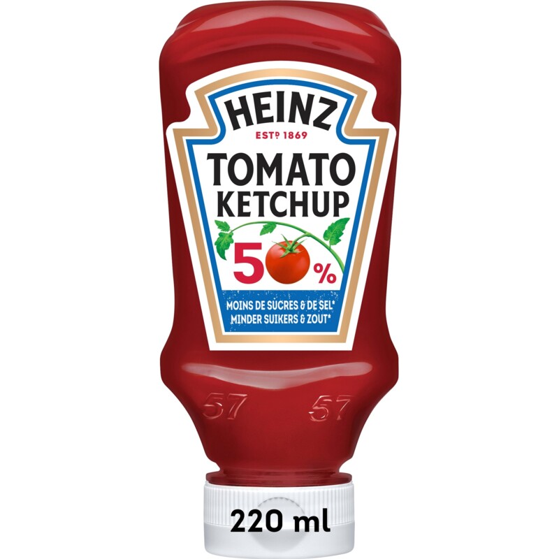 Een afbeelding van Heinz Tomato ketchup 50% minder suikers & zout