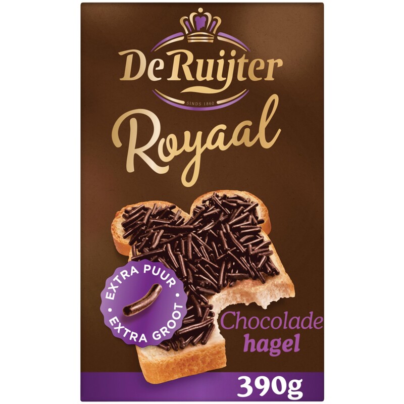 Een afbeelding van De Ruijter Royaal chocoladehagel extra puur