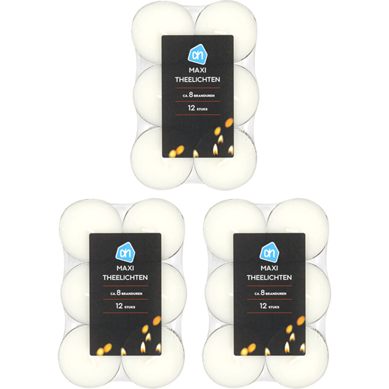 Een afbeelding van AH maxi theelichten 8 uurs 3-pack