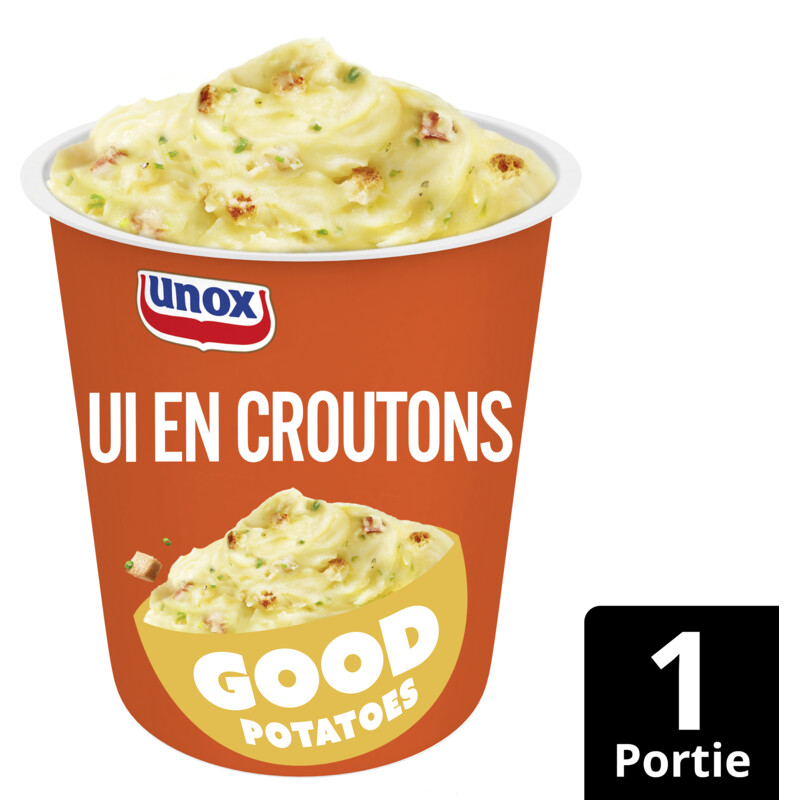 Een afbeelding van Unox Good potatoes ui en croutons
