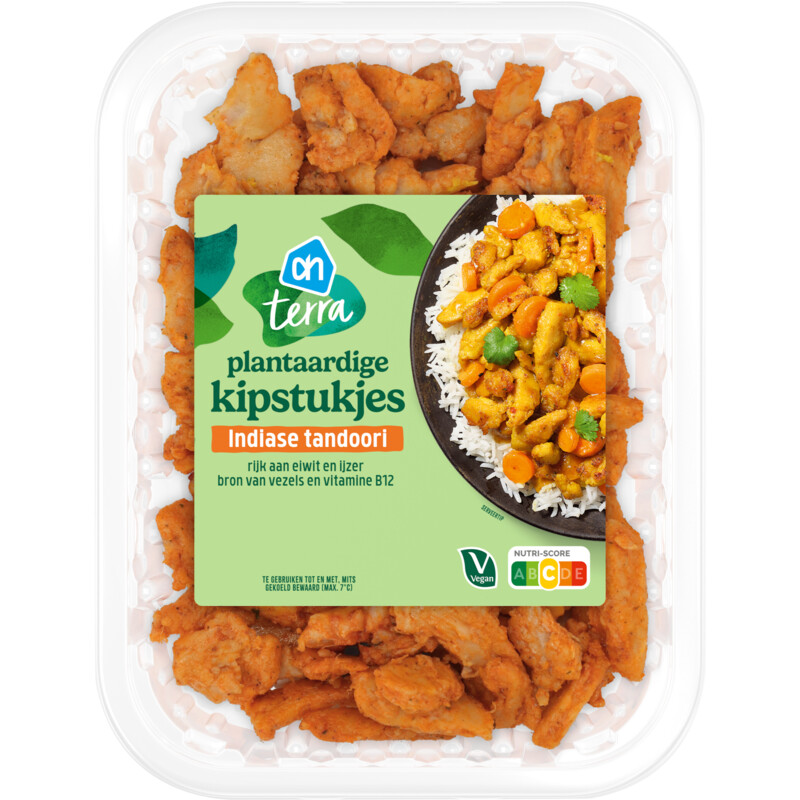 Een afbeelding van AH Terra Plantaardige kipstukjes Indiase tandoori