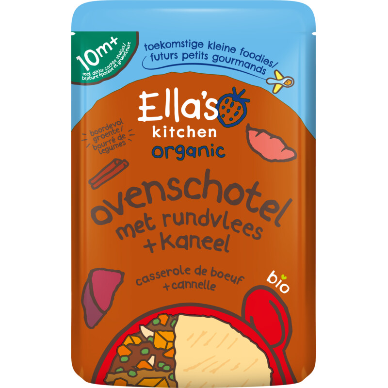 Een afbeelding van Ella's kitchen Ovenschotel met rundvlees + kaneel 10m+