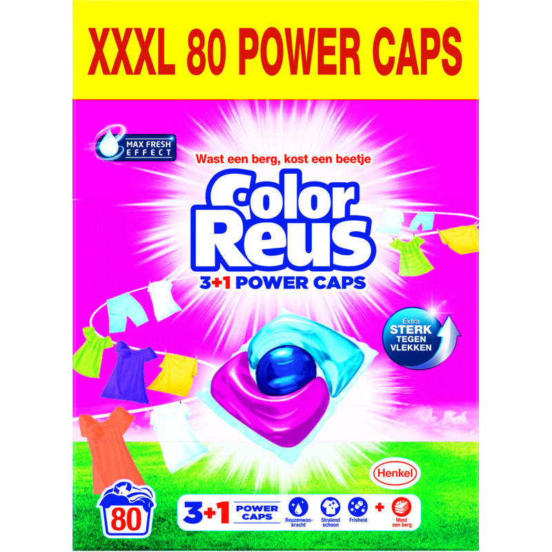 Een afbeelding van Color Reus 3+1 Power caps wasmiddel capsules kleur