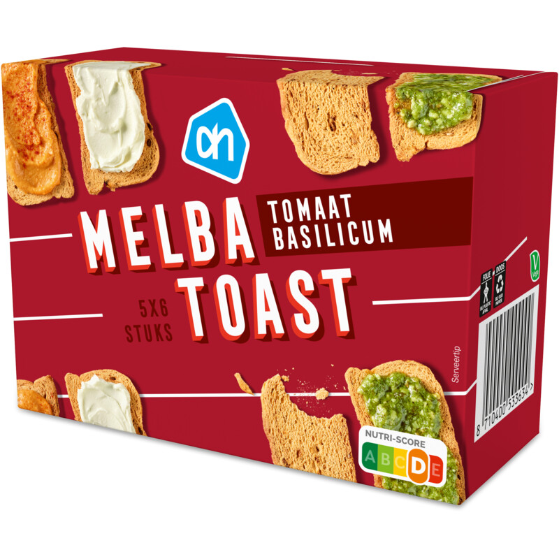 Een afbeelding van AH Melbatoast tomaat basilicum