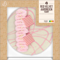 Een afbeelding van AH Red velvet aardbei taart