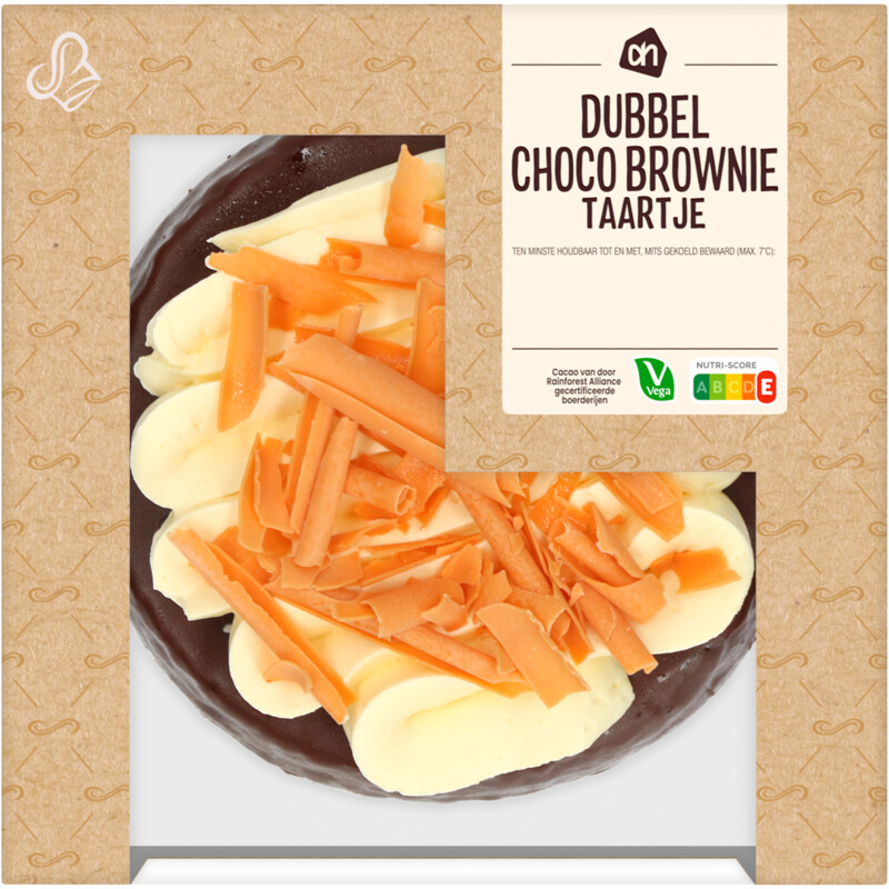 Een afbeelding van AH Dubbel choco brownie taartje