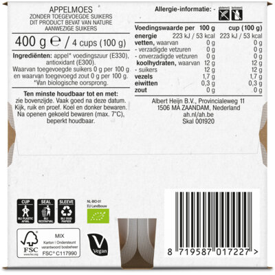 pdp-image-AH Biologisch Appelmoes 0% suiker toegevoegd