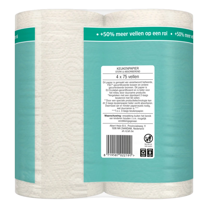 AH Keukenpapier sterk & abs 4=6 rollen bestellen | Albert Heijn