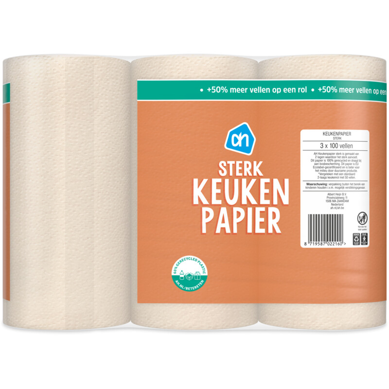Een afbeelding van AH Keukenpapier sterk 3=6 rollen