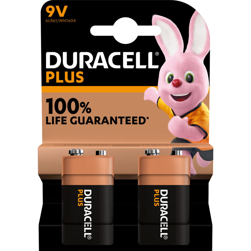 Een afbeelding van Duracell Plus 9V batterijen