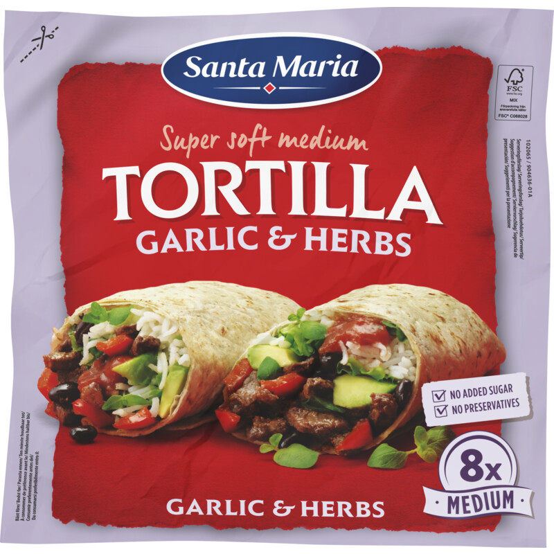 Super soft medium tortilla garlic & herbs - 2741