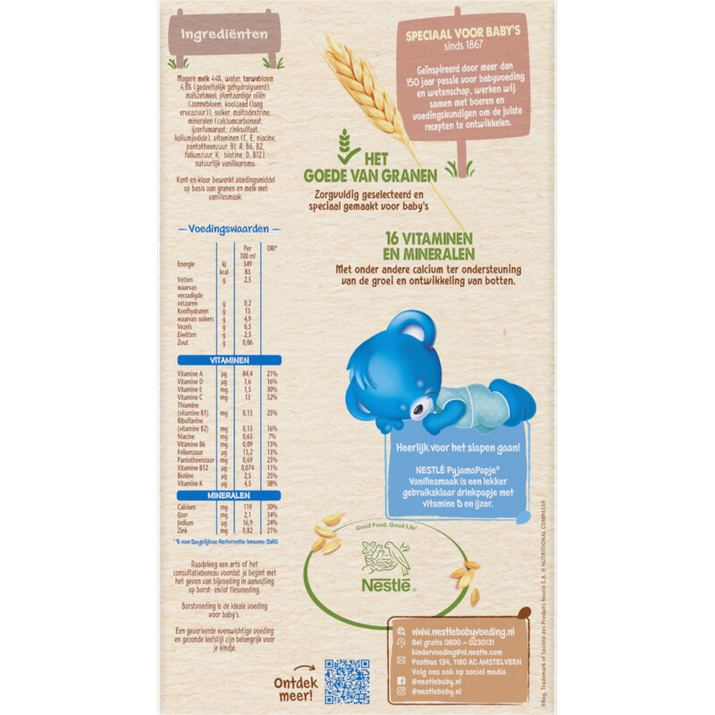 Een afbeelding van Nestlé Pyjamapapje vanille 6m+ 3x voordeel