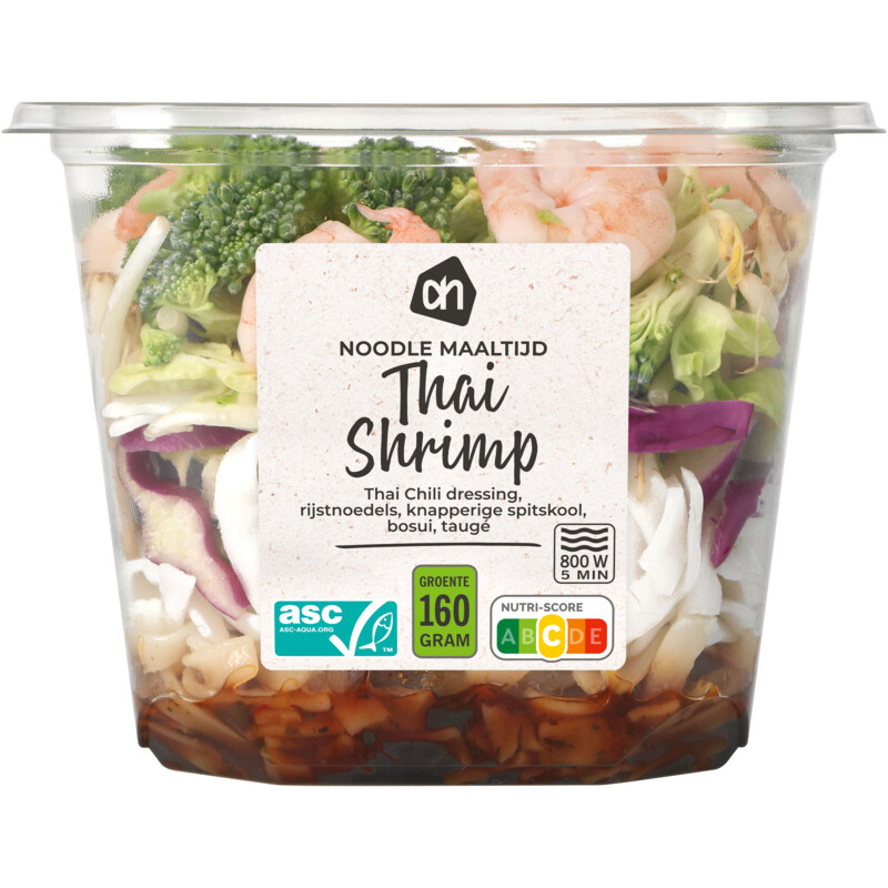 Een afbeelding van AH Noodle maaltijd Thai shrimp