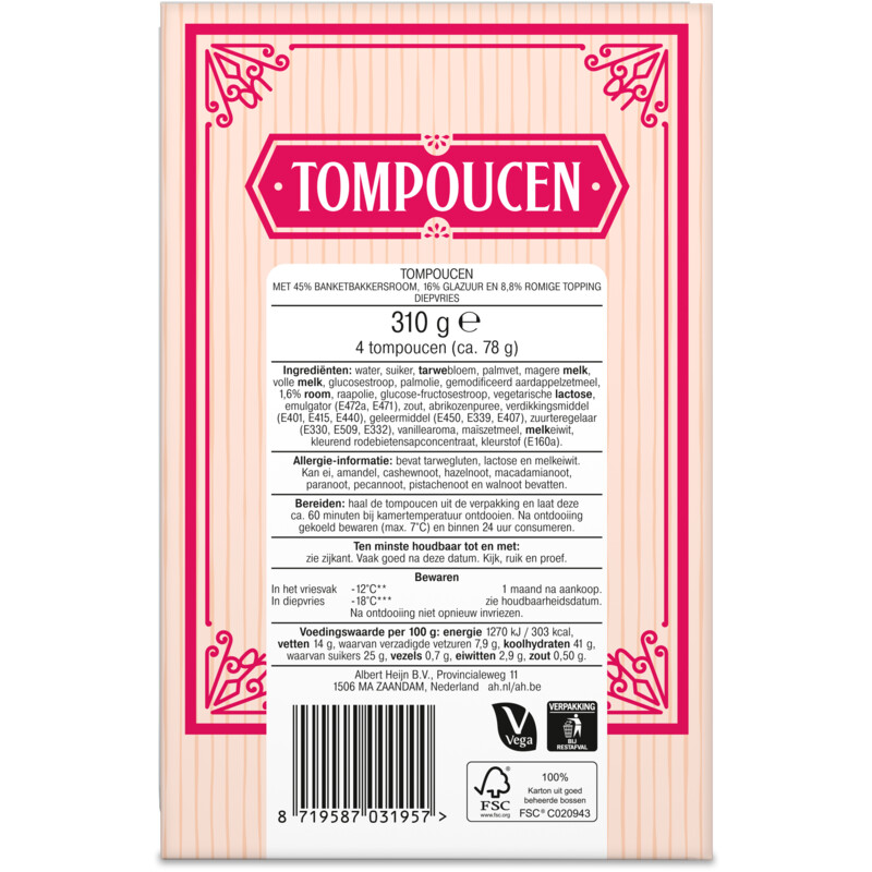 Een afbeelding van AH Roze streep tompoucen