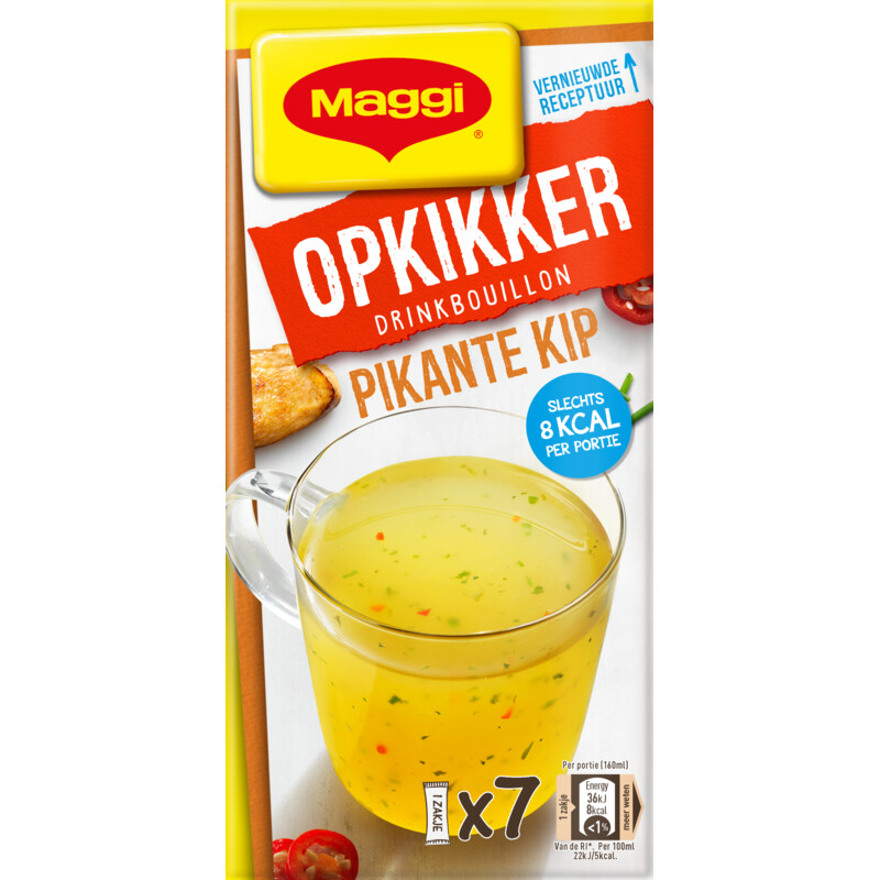 Een afbeelding van Maggi Opkikker drinkbouillon pikante kip