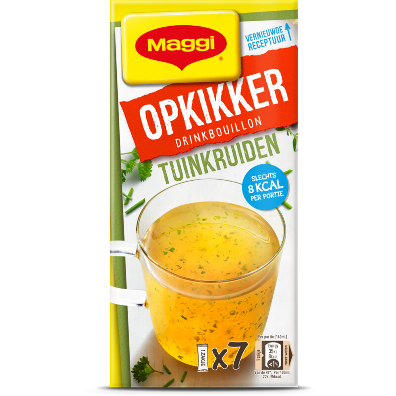 Een afbeelding van Maggi Opkikker drinkbouillon tuinkruiden