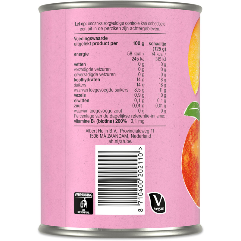 Een afbeelding van AH Partjes perzik op lichte siroop