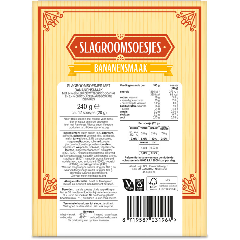 Een afbeelding van AH Slagroomsoesjes bananensmaak