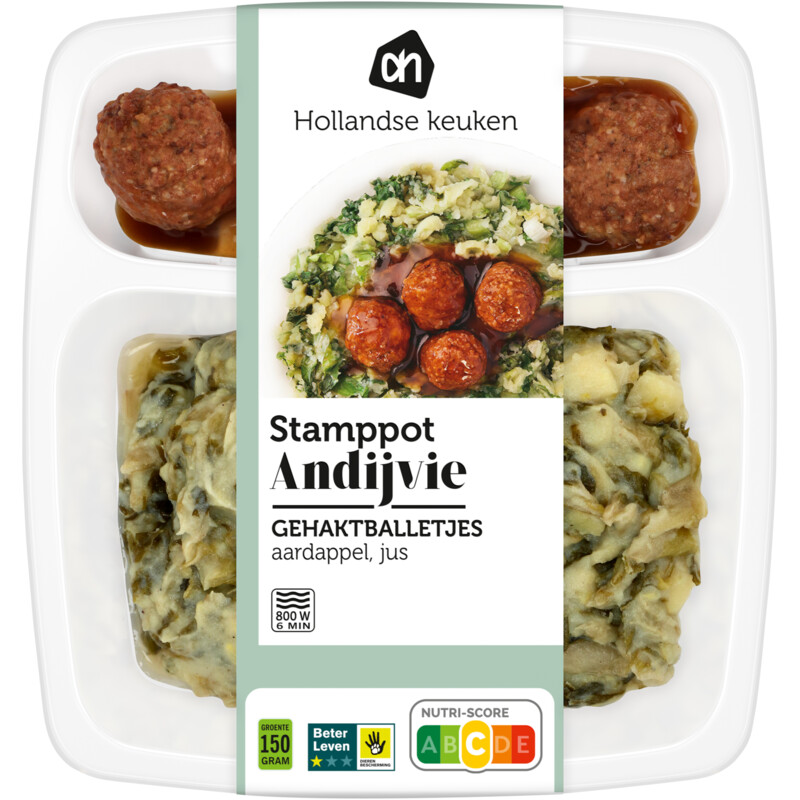 Een afbeelding van AH Hollandse stamppot andijvie gehaktbal