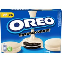 Een afbeelding van Oreo Koekjes omhuld met witte chocoladesmaak