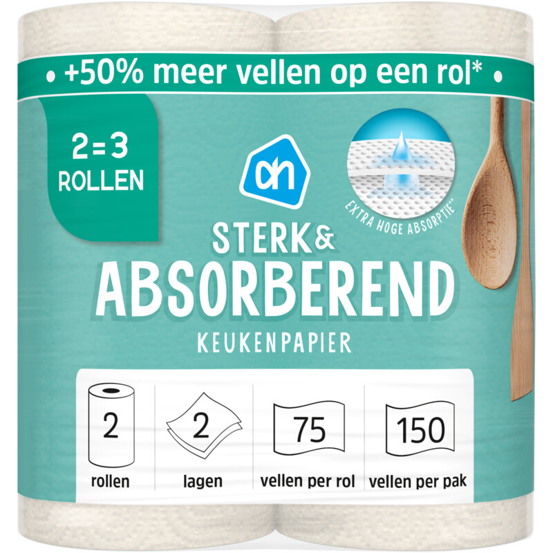 Een afbeelding van AH Keukenpapier sterk & abs 2=3 rollen