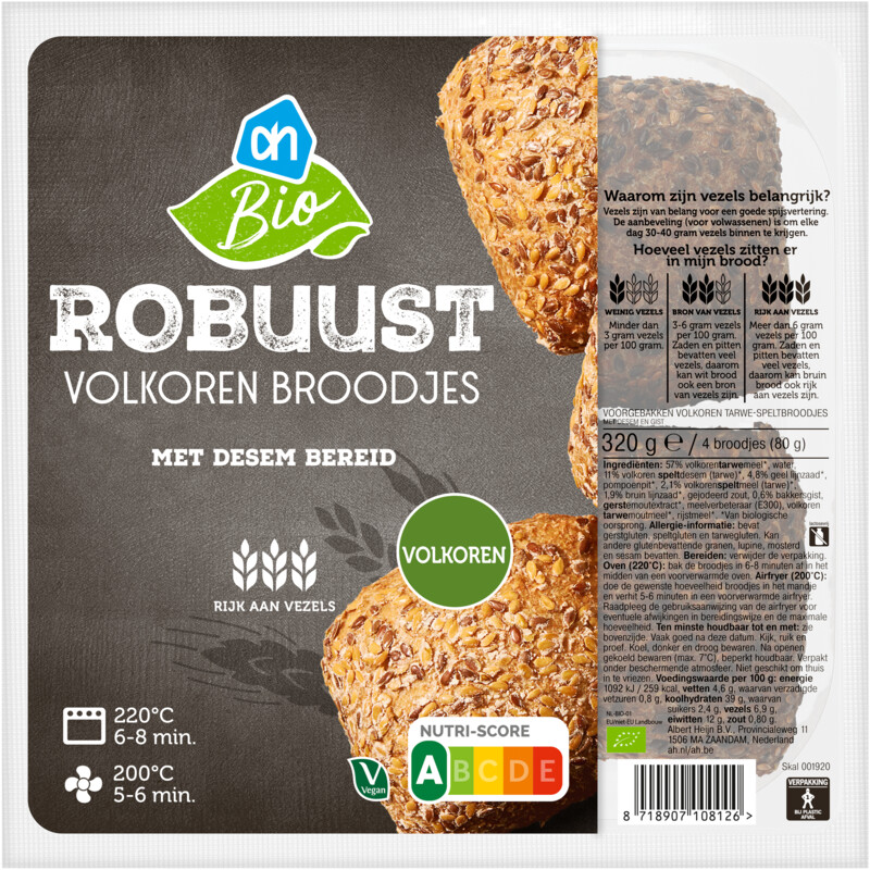 Een afbeelding van AH Biologisch Robuust volkoren broodjes