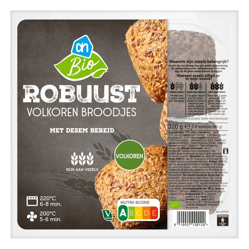 AH Biologisch Robuust volkoren broodjes