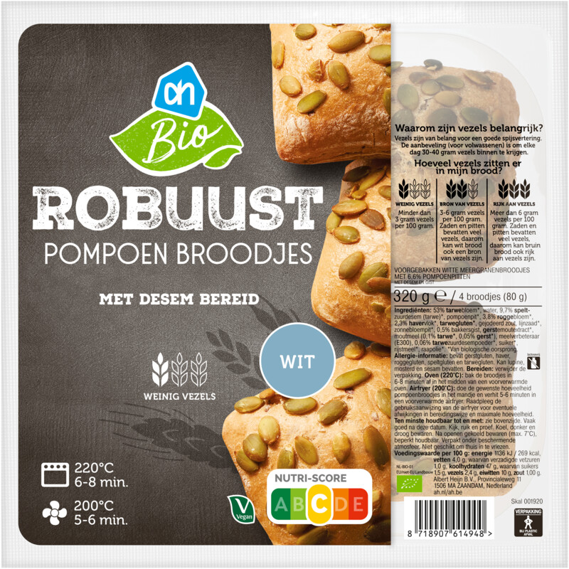 Een afbeelding van AH Biologisch Robuust pompoen broodjes