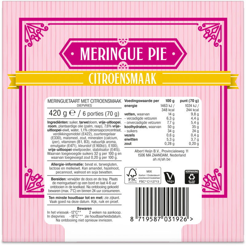 Een afbeelding van AH Meringue pie citroensmaak