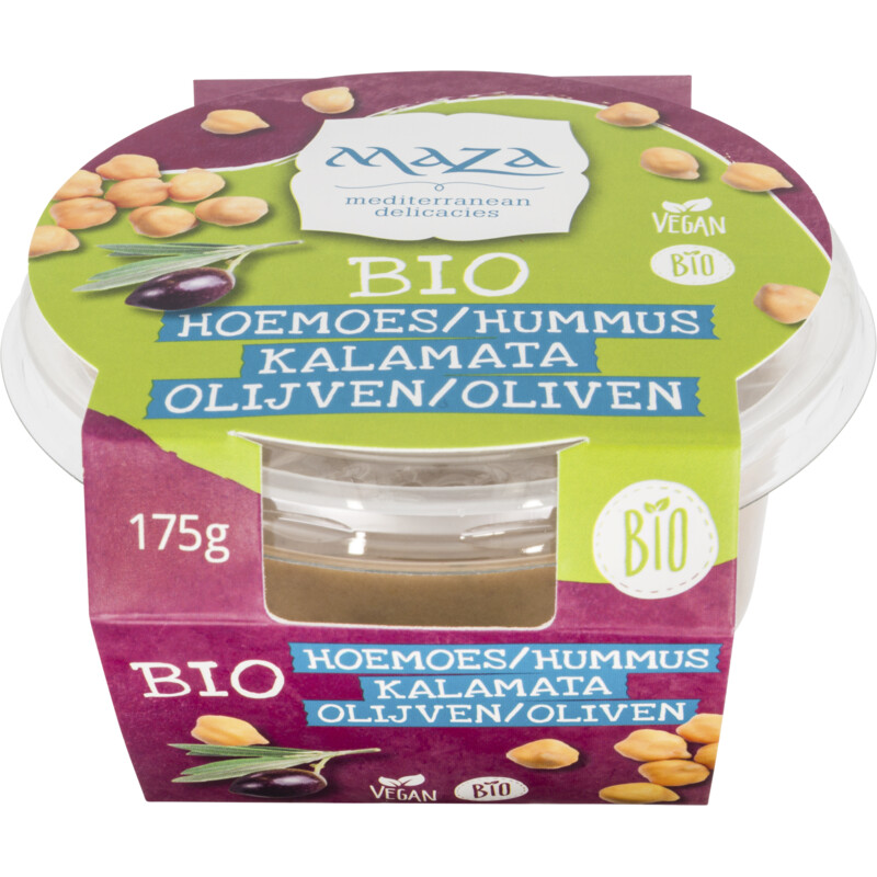 Een afbeelding van Maza Biologische hoemoes kalamata olijven