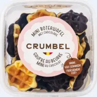 Crumbel Mini boterwafels met chocolade bel