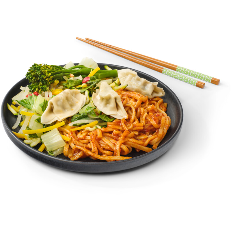 Een afbeelding van AH Terra Plantaardig stoommaaltijd gyoza bowl