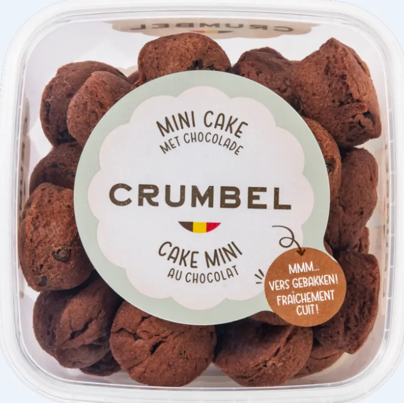 Crumbel Mini cakes met chocolade bel