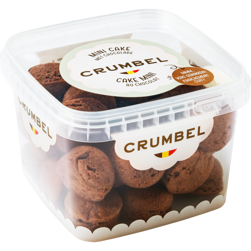 Een afbeelding van Crumbel Mini cakes met chocolade bel