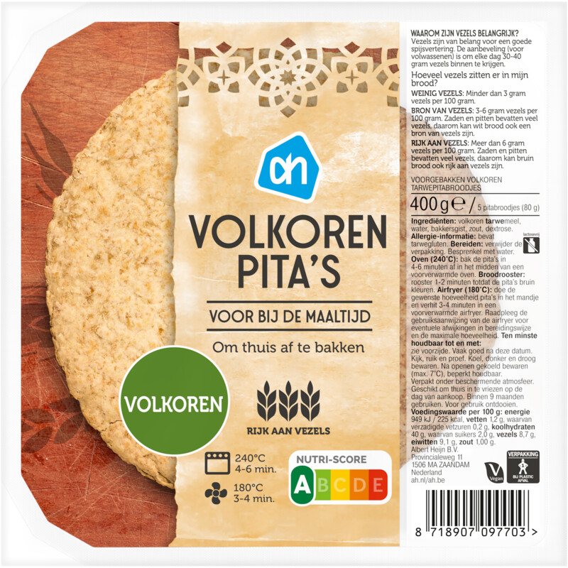 Een afbeelding van AH Volkoren pita's