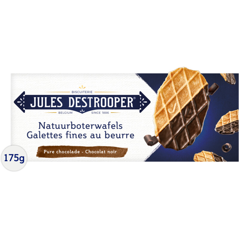 Een afbeelding van Jules Destrooper Natuurboterwafels pure chocolade