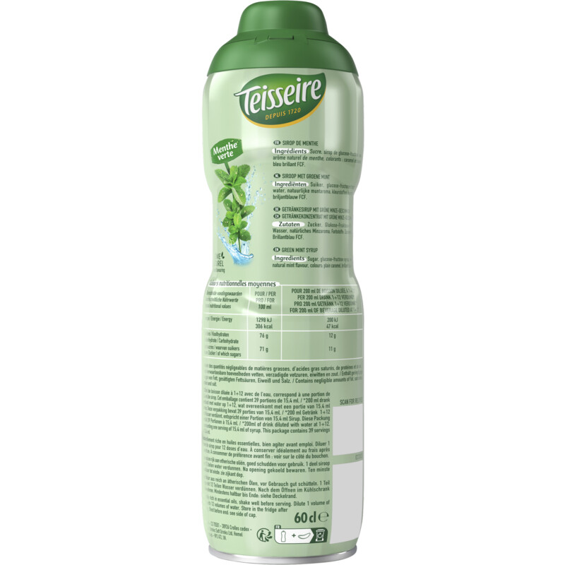 Een afbeelding van Teisseire Groene munt siroop bel